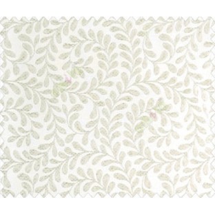 Floral small continuous flowers on swirl scroll on fern leaves texture Silver Brown Beige Main curtain
